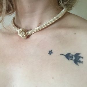 Vintage Pearlescent Beaded Choker Necklace